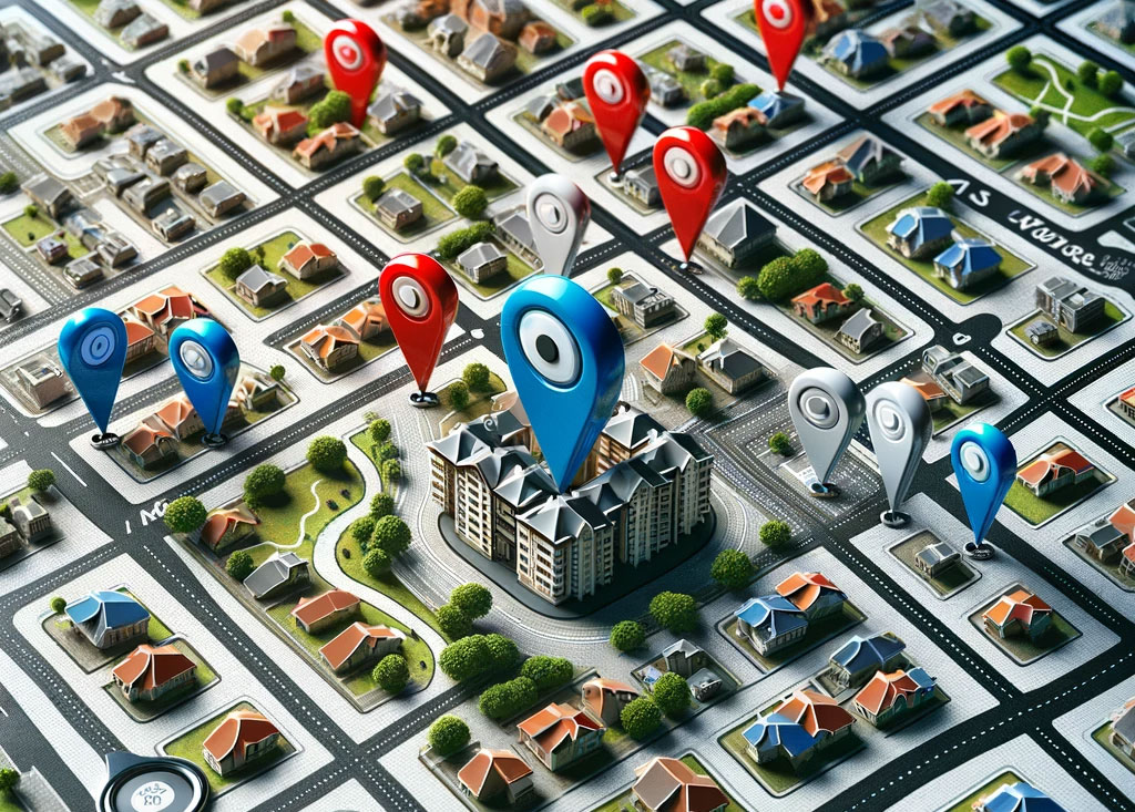 DALL·E-2023-12-15-14.50.50---An-image-of-a-city-map,-showing-a-detailed-urban-layout-with-streets,-buildings,-and-parks.-Place-multiple-GPS-pins-on-the-map,-with-a-prominent-pin-i